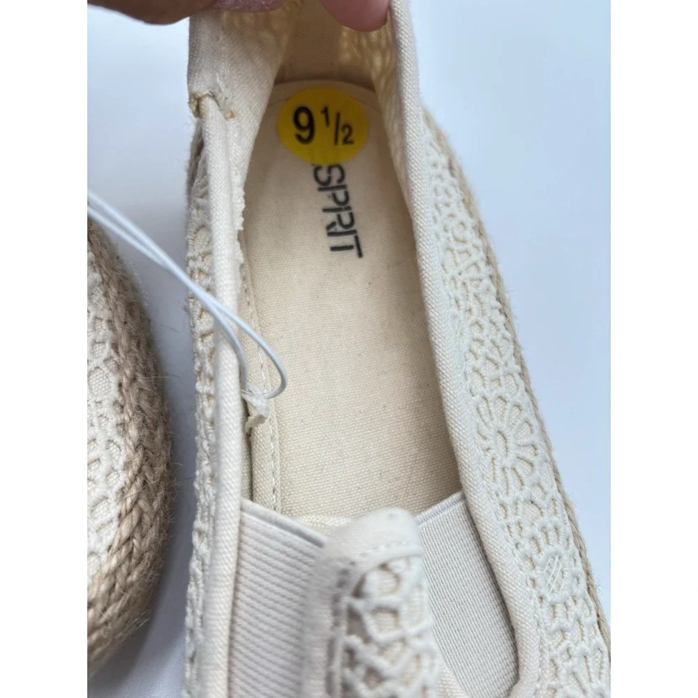 Esprit Nadine Crochet Espadrille Flats Women's 9.5 Ivory Lace Slip On Shoes